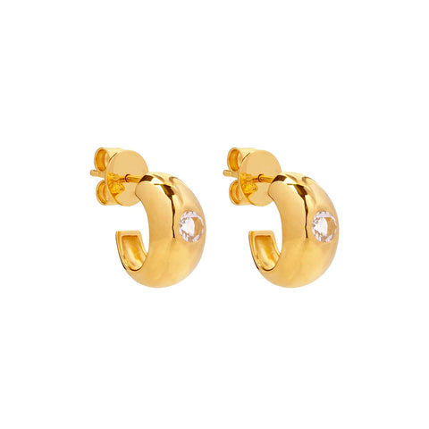 Najo - Cosmic Yellow Gold White Topaz Stud Earrings