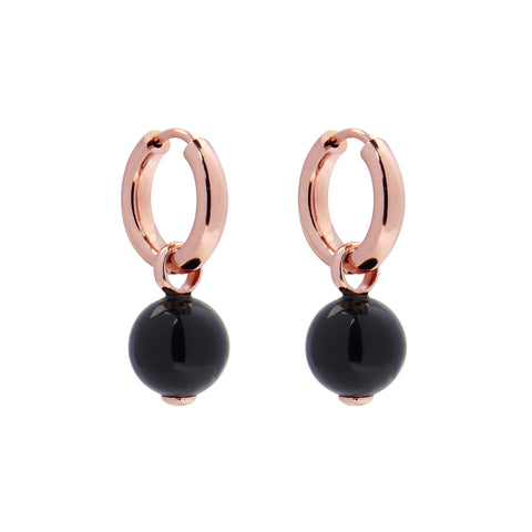 Najo - Jellydrop Rose Gold Black Onyx Earrings