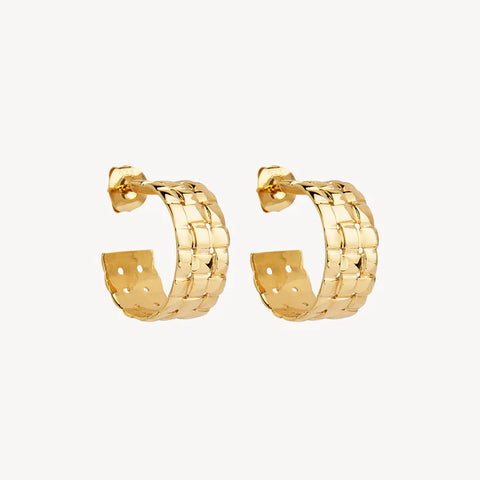 Najo - Weave Stud Hoop Earrings Gold Plated