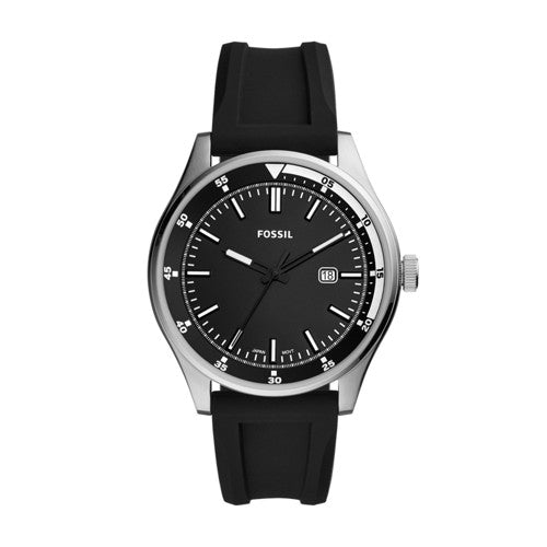 Fossil - Belmar Three-Hand Date Black Silicone Watch - FS5535