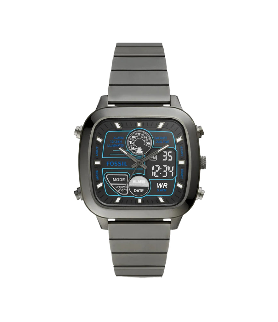 Fossil Retro Analog-Digital Smoke Stainless Watch – Brent