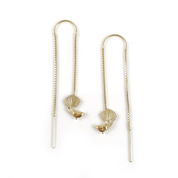 Nick Von K Gold Dipped Fantail Thread Chain Earrings
