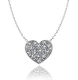 Love In A Jewel Heart Pendant - Silver With Crystals