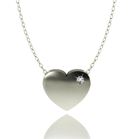 Love In A Jewel Heart Pendant - Silver with Diamond
