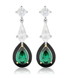 Georgini - Reflection Illuminate Earrings Two Tone Green Nano & Black