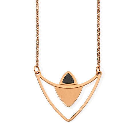 Lustrous Rose Gold Stainless Steel Necklace with Howlite