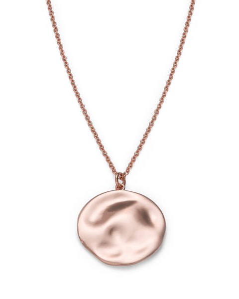 Rosefield - Iggy Textured Coin Necklace Rose Gold