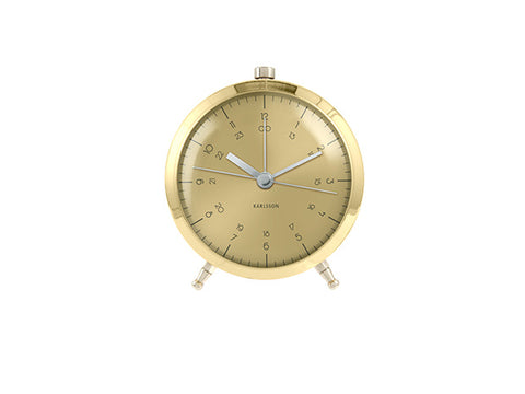 Karlsson - Button Alarm Clock, Brass, 9cm