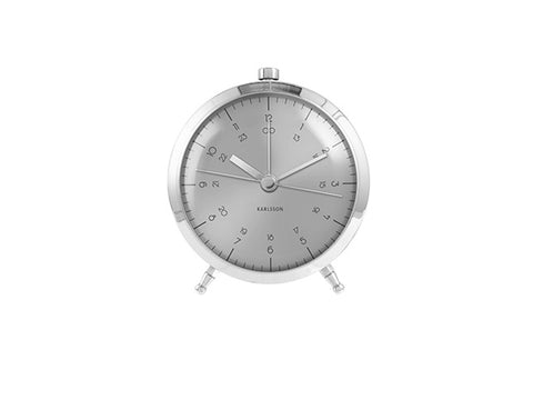 Karlsson - Button Alarm Clock, Steel, 9cm
