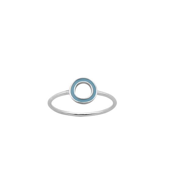 Karen Walker Orbit Ring - Silver, Turquoise Enamel