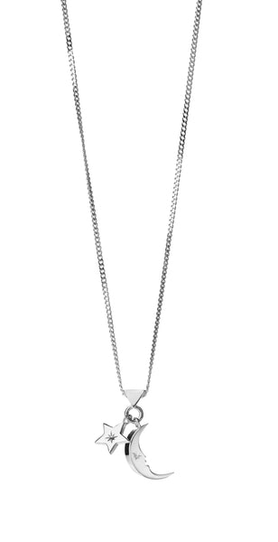 Karen Walker Moon & Star Charm Necklace - Silver