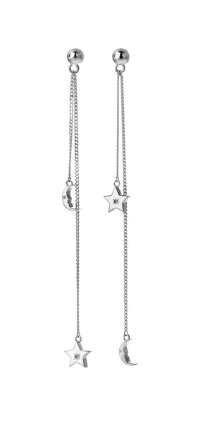 Karen Walker Moon & Star Pendulum Earrings - Silver