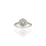 Meadowlark - Mini Hexagonal Engament Ring - 9ct White Gold & White Diamond