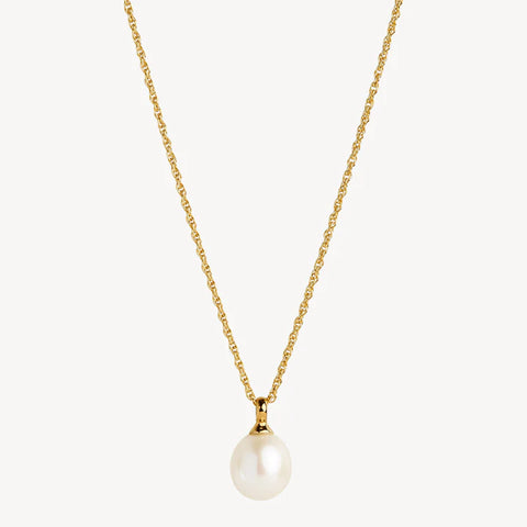 Najo - Dew Drop Pearl Necklace Yellow Gold Plate