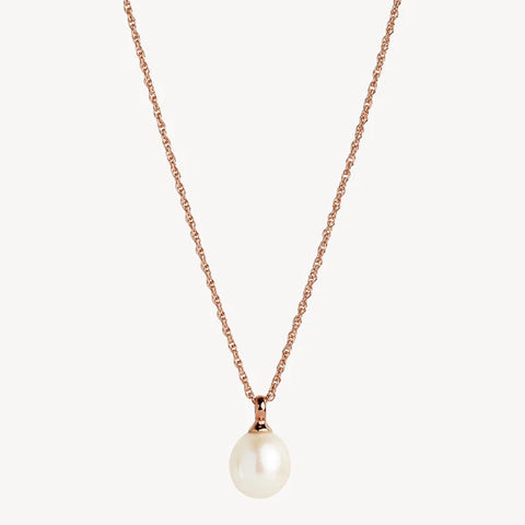 Najo - Dew Drop Pearl Necklace Rose Gold Plated