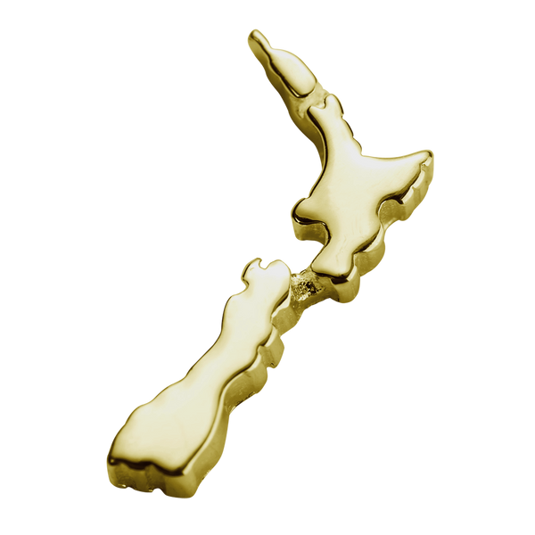STOW NZ Map (Aotearoa) Charm - 9ct Yellow Gold