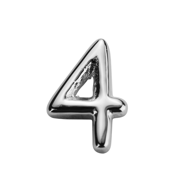 STOW Number 4 Charm - Sterling Silver