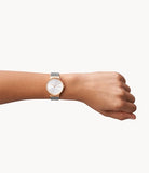Freja Two-Hand Silver-Tone Stainless Mesh Watch