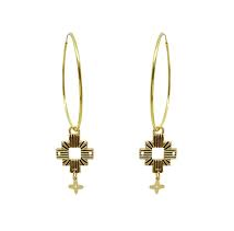 Lindi Kingi Design - Aztec Hoop Earrings Gold Pated