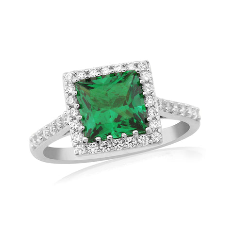 Waterford Synthetic Square Emerald & CZ Set Ring Large - WR194-L