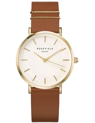 Rosefield Watch -  West Village Gold Tan Leather Strap