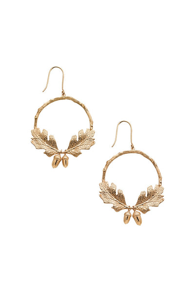 Karen Walker Acorn & Leaf Wreath Earrings - Hard Gold Plate