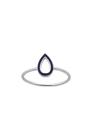 Karen Walker Capsule Ring - Silver, Blue Enamel