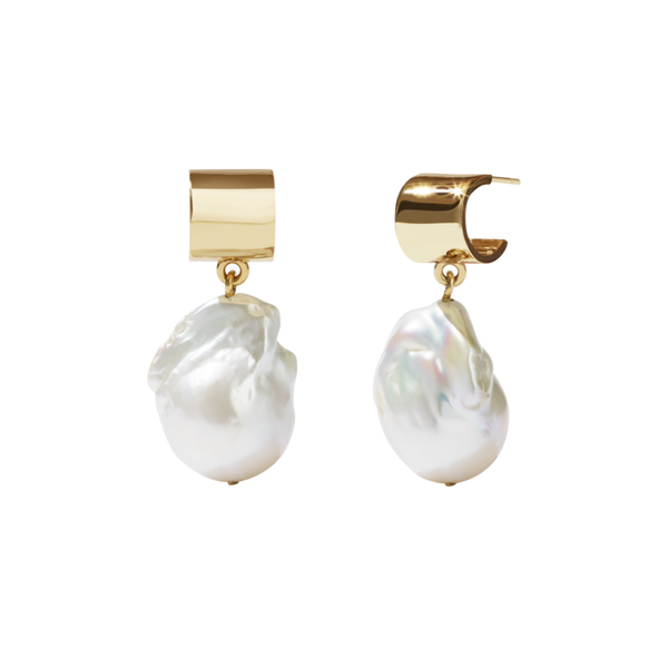 Medowlark - Halcyon - Cuff Pearl Drop Earrings 9ct & Gold Plate