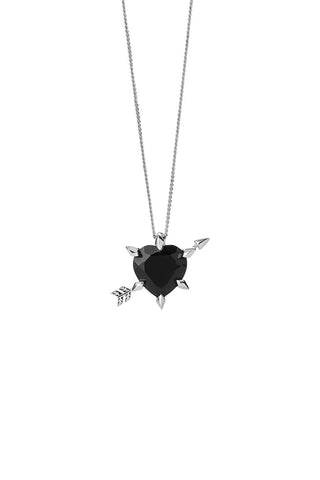 Karen Walker - Cupid's Arrow and Heart Necklace Silver Onyx 45CM