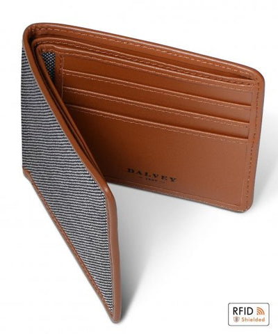 Dalvey Scotland Slim Bifold Wallet Tan & Grey Birdseye - 03356