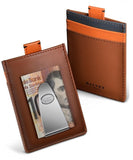 Dalvey Scotland Explorer Credit Card Money Clip Tan Leather With Grey & Orange - 03405