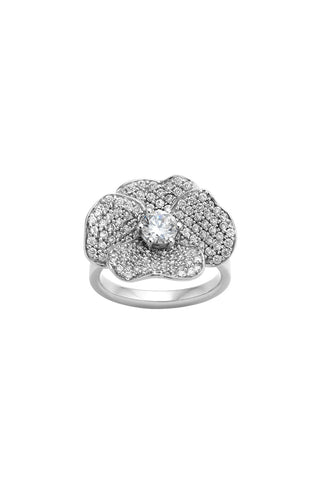 Karen Walker Diamond Pansy Ring - 18ct White Gold, Diamond