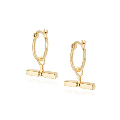 Daisy London Stacked T-Bar Earrings - Gold Plate