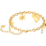 Lucky Goddess Charms Bracelet, Multi-Coloured, Gold Plated