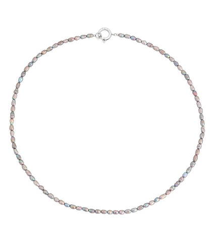 Collier Pearl Necklace - Grey Steel