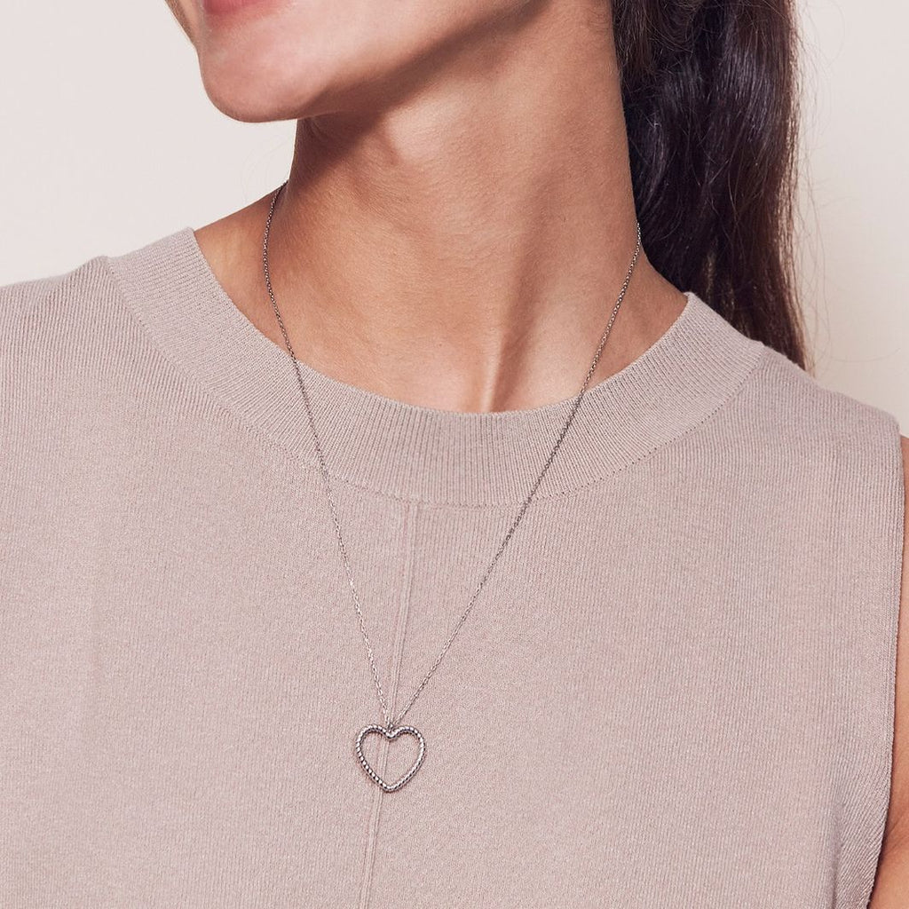 Edblad Rope Heart Necklace Medium Steel Brent Weatherall Jeweller