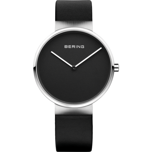 Bering Gents Black Dial Black Leather Strap Watch 14539-402