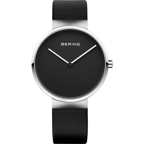 Bering Gents Black Dial Black Leather Strap Watch 14539-402