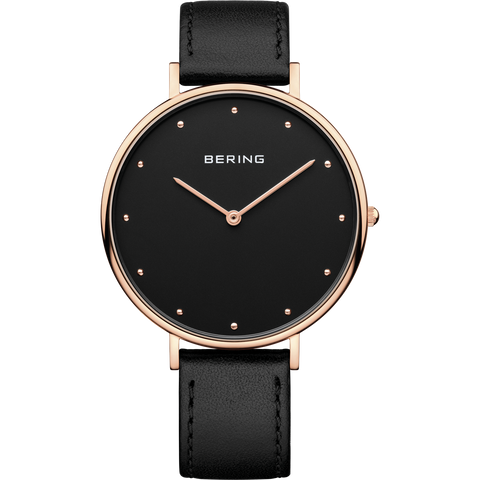 Bering Gents Classic Rose and Black Leather 14839-462