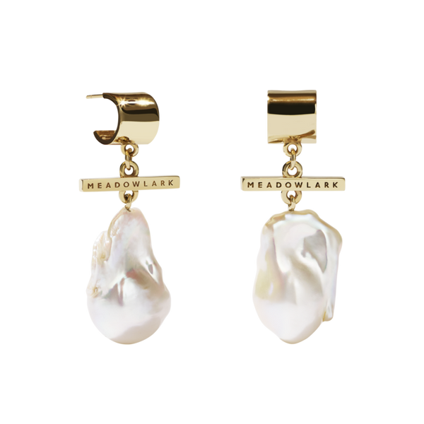 Meadowlark - Halcyon - Fob Pearl Drop Earrings 9ct & Goldplate