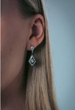 Georgini - Reflection Art Deco Earrings Silver & Black Enamel