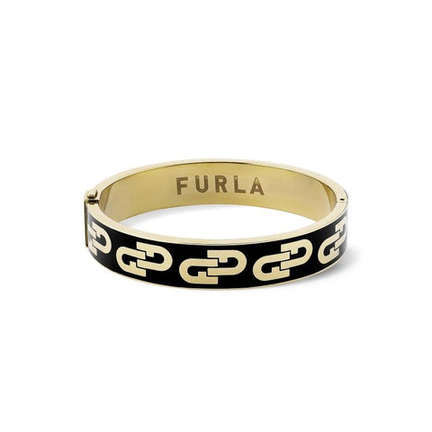 Furla Jewellery - Black Enamel/Gold Arch Bangle