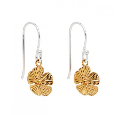 Najo - Gold Plated Flower Hook Earrings