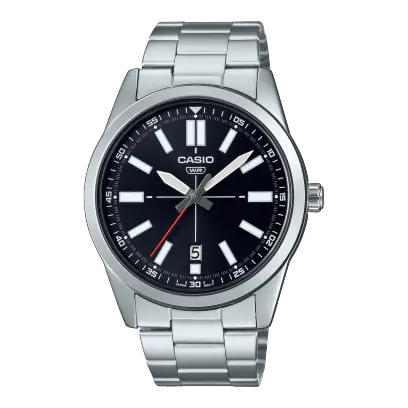 Casio - Analogue Date Silver/Black Watch