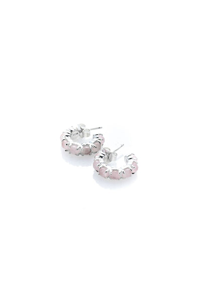 Stolen Girlfriends Club - Halo Cluster Earrings - Rose Quartz