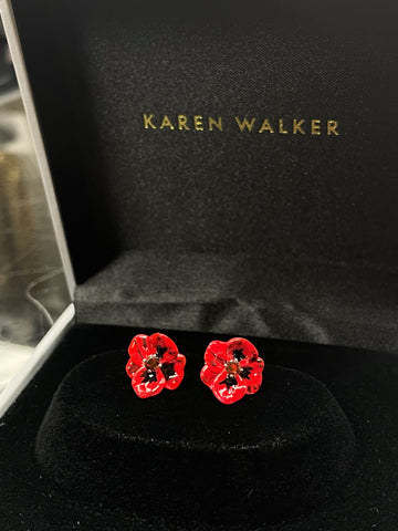 Karen Walker - Enamel Flower Earring 3mm Garnet