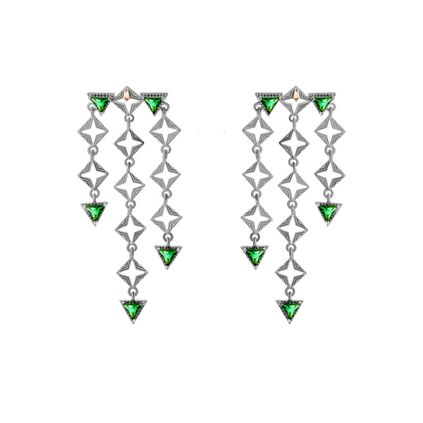 Lindi Kingi Design - Emerald Byzante Earrings Platinum