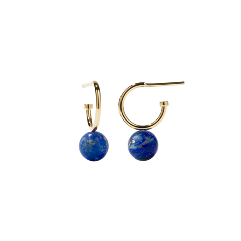 Meadowlark - Maya Hoops Small 9ct Yellow Gold With Blue Lapis