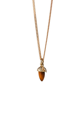 Karen Wlaker - Micro Acorn and Leaf Necklace Gold