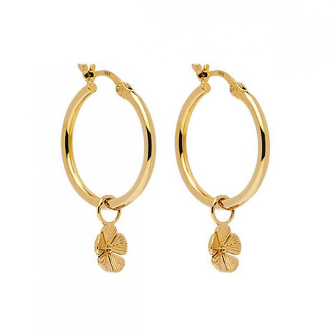 Najo - Gold Plated Flower Hoop Earrings